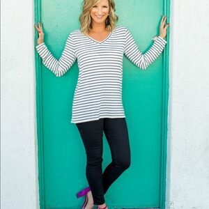 Gibson Steph Cozy Stripe Top Size Xl